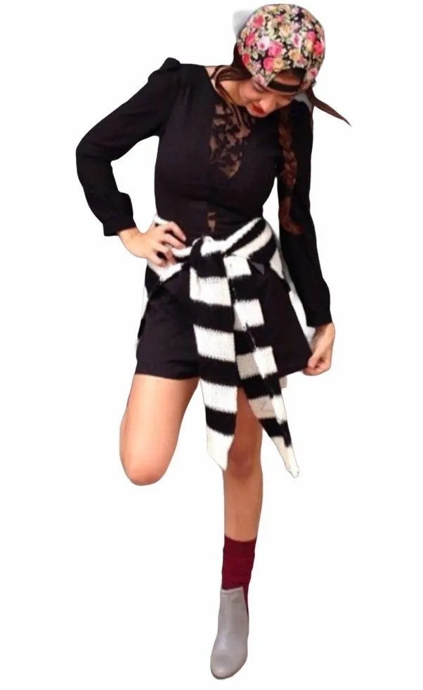 new LF Millau ᯾ Stripe V Neck Long Cardigan Duster Sweater ᯾ Black + White - Image 9