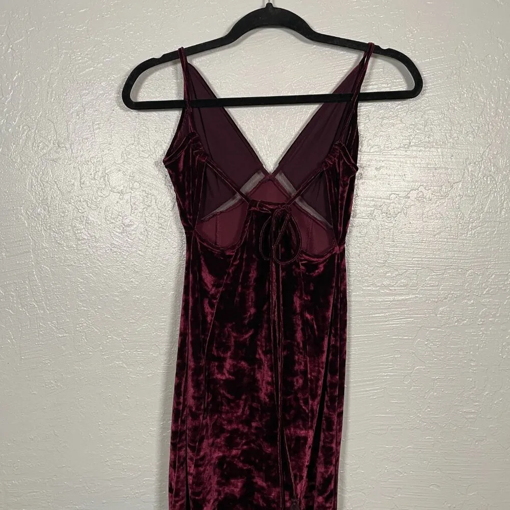 Intimately Free People Women XS Maroon Red Low Key Crushing Velvet Maxi Dress - Image 8