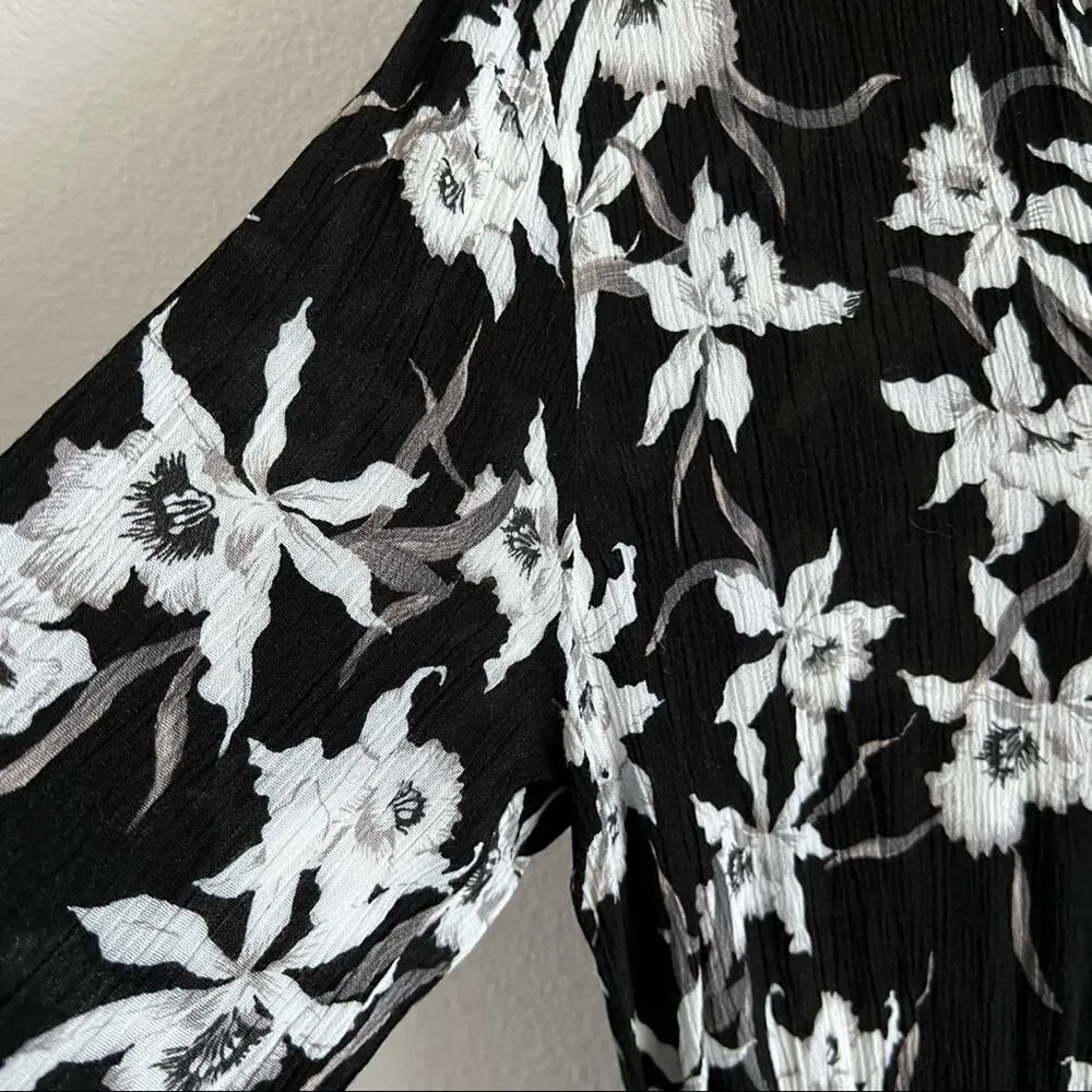 Anthropologie Lost in Lunar Dark Floral High Slit Maxi Dress US 8 Black - Image 4