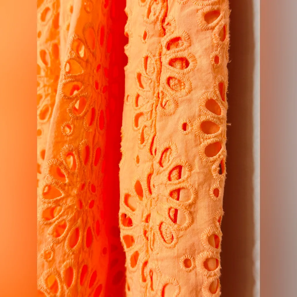 Lilly Pulitzer Kay Babydoll Orange Cantaloupe Tangerine Eyelet Puff Sleeve Dress - Image 10