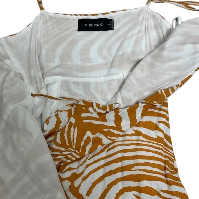 Revolve‎ MINKPINK Zebra Print Wrap Dress Ruffle High Low V Neck Sleeveless Sz Sm - Image 11