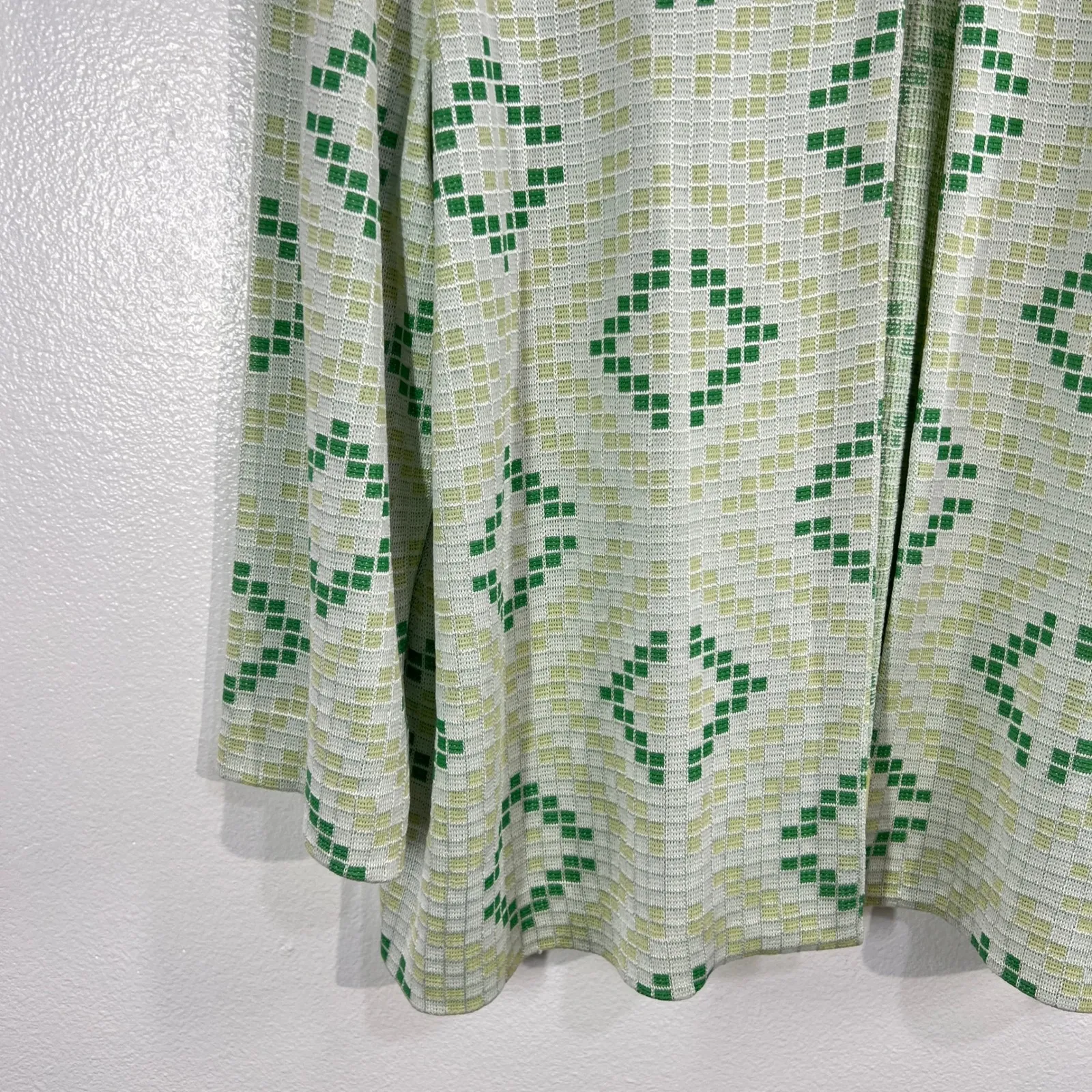 MISSOK Women 1X Green Ivory Open Front Knit Jacket Geometric Lightweight Chic - Image 6