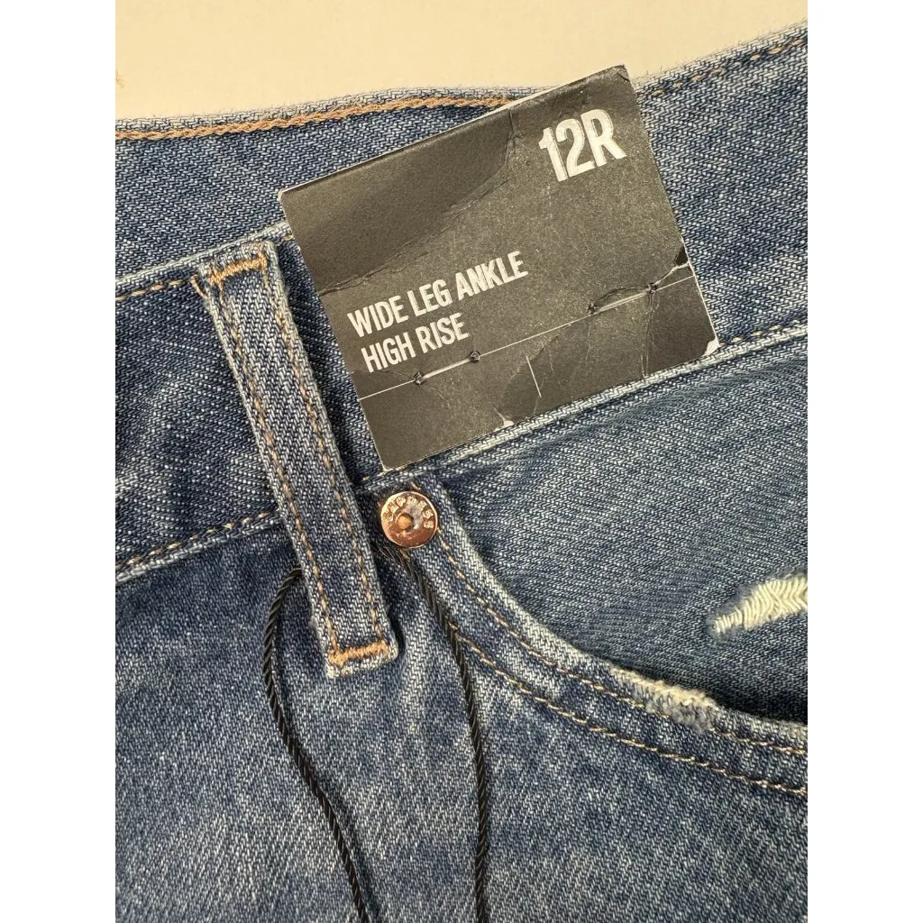 *New Express Wide Leg Ankle Jeans Womens 12 Med Wash High Rise Denim Streetwear - Image 6