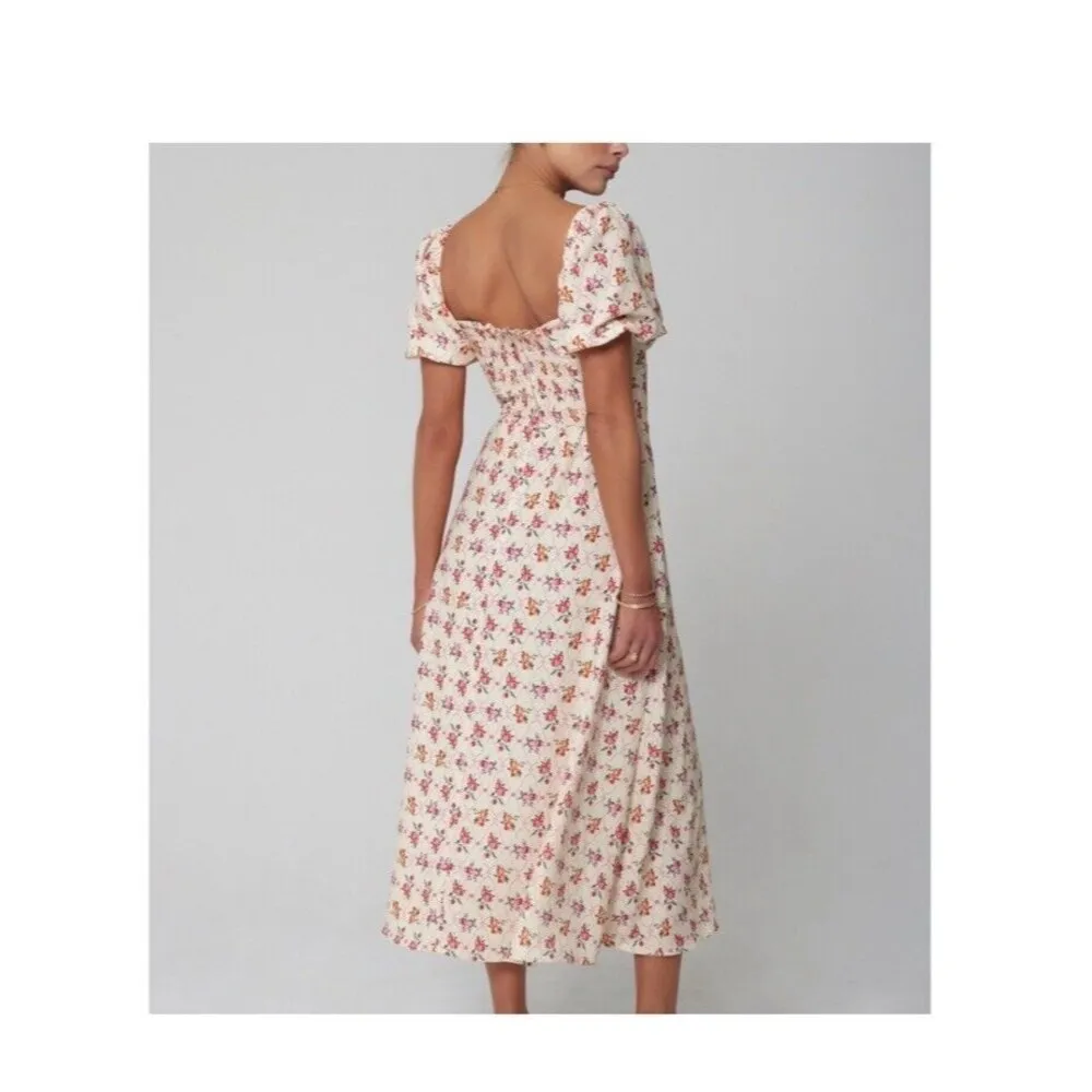 Resa Babydoll Dress Womens Medium Milkmaid Floral Cottagecore Smocked Bow NWT - Image 2