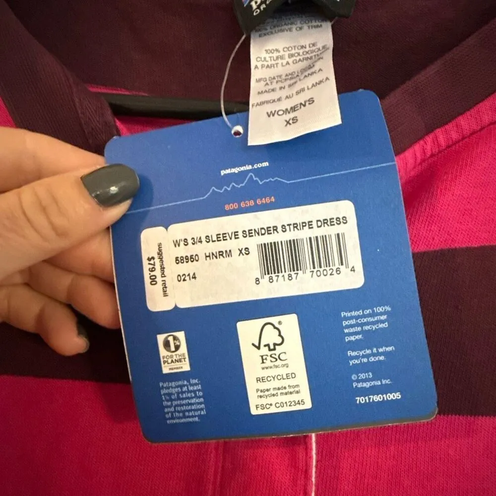 Patagonia NWT striped sender pink rugby dress size xs - Image 5