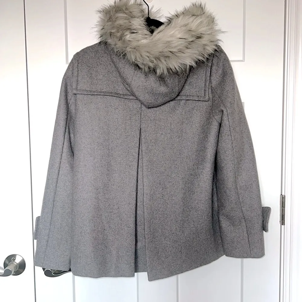  Faux Fur Hooded Pocketed Pea Coat - Image 5