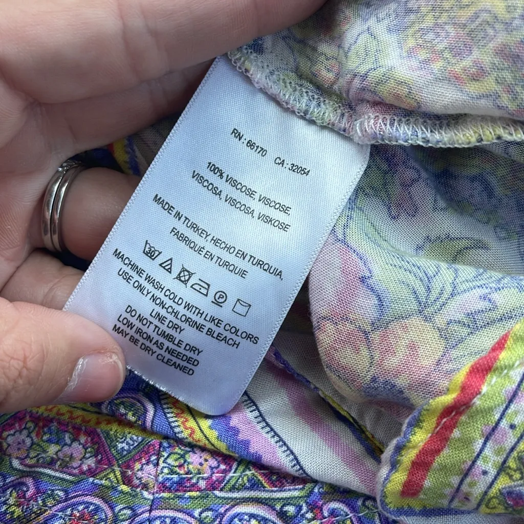 Anthropologie Maeve Ceresco Peasant Boho Top Floral Blouse long sleeve pink v - Image 5