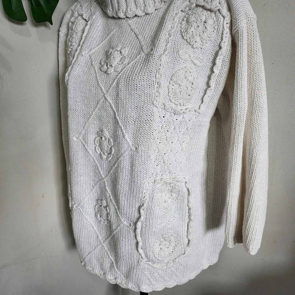 Vintage Shenanigans Crochet Chunky Cotton Sweater - Image 3