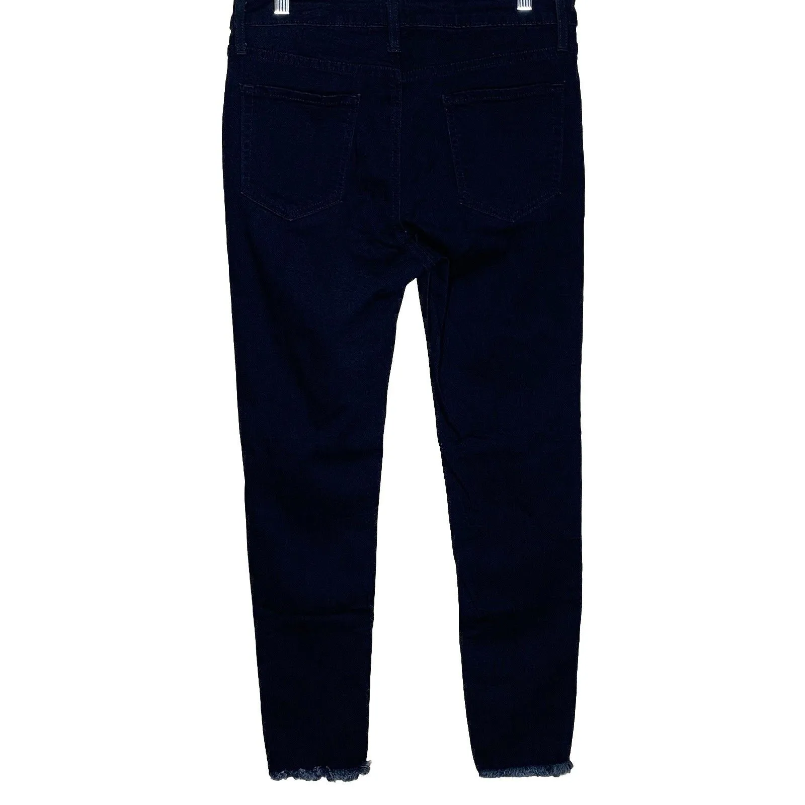 Just Black High Rise Button Fly Skinny Jeans Women’s Size 30 Dark Wash Frayed - Image 5