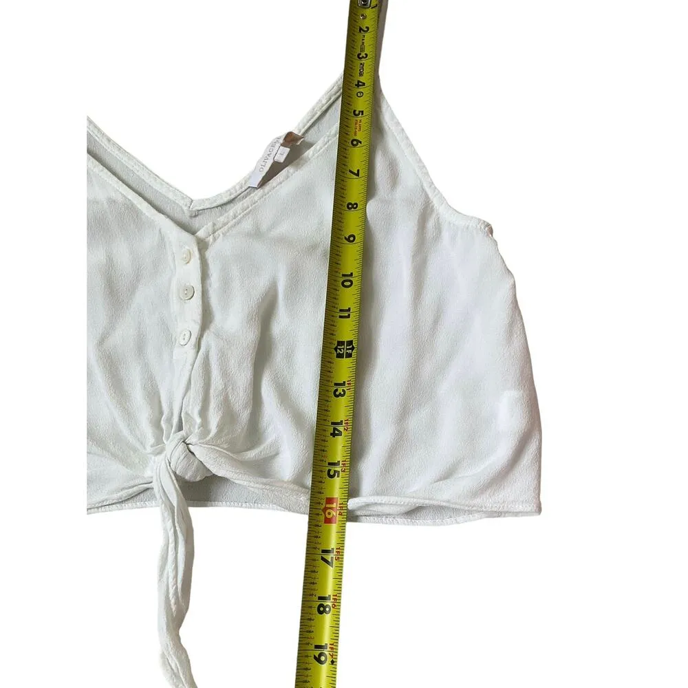 Olivaceous White Tie Front Spaghetti Strap Crop Top Women's Size Large | 22-8 - Image 7