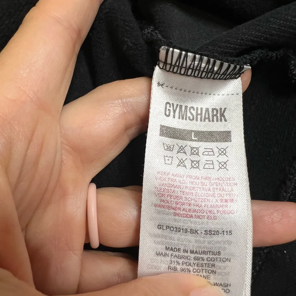 Gymshark Black Cropped Hoodie Sweatshirt Size Large - Image 3