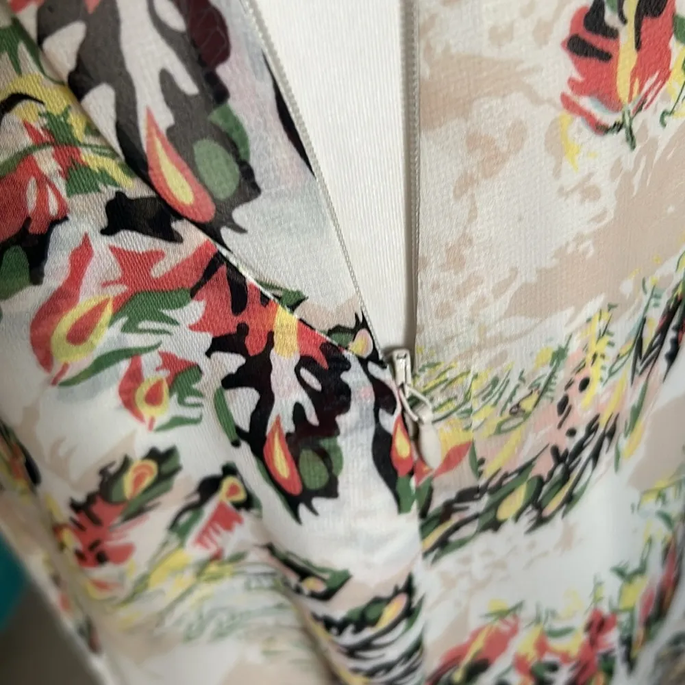 Daniel Rainn Surplice Chiffon Boho Feather Print Above The Knee Shirt Dress - Image 12