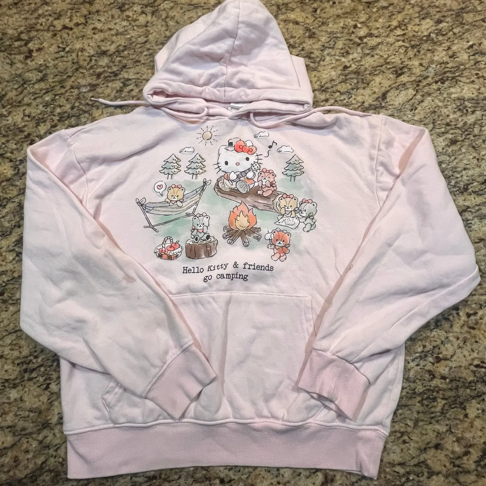 Hello Kitty &‎ Friends Women’s Medium Go Camping Hoodie Pink Cute Cozy - Image 2