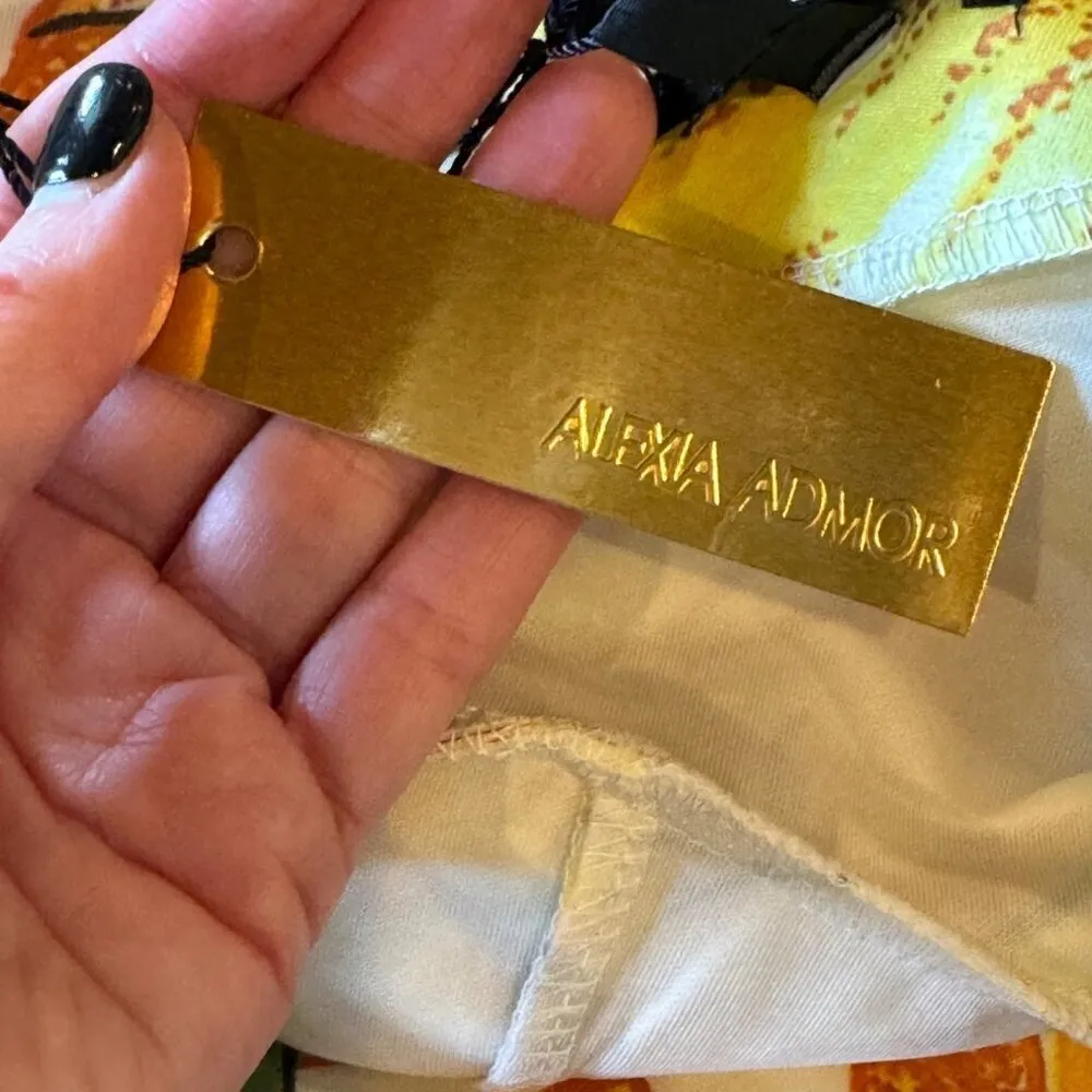 Alexia Admor Dress Women 2 Yellow White Floral One Shoulder Ruffle‎ Sheath Mini - Image 11