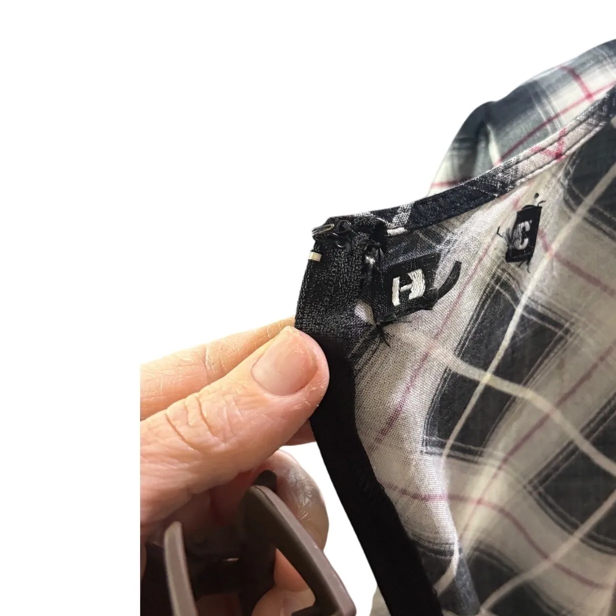 Hot Topic Black & White Lace-Up Plaid Dress Goth Punk Tie Front Short Sleeve M - Image 8