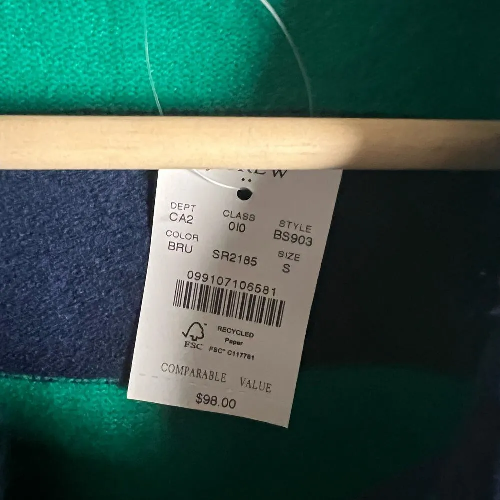 J.Crew Navy Blue Teal Rugby Stripe Mockneck Long Sleeve Pullover Sweater Size S - Image 10