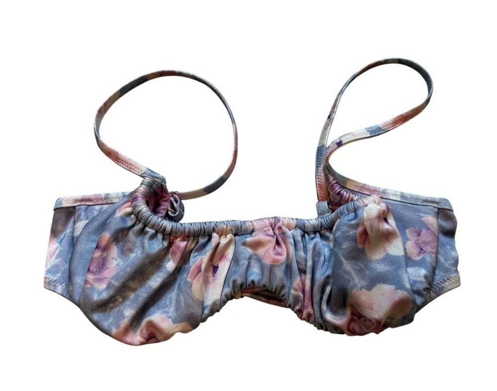 Victorias Secret Swim Bikini Top Purple Floral Underwire Sling, Sz 34C - Image 9