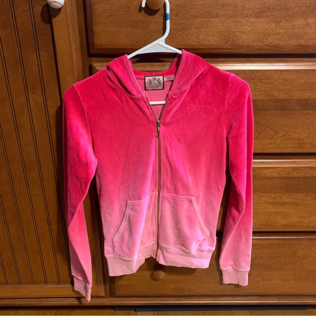 Juicy Couture Oak Gela  Parfait Amour Long Sleeve Pink Ombré Terry Hoodie Jacket - Image 3