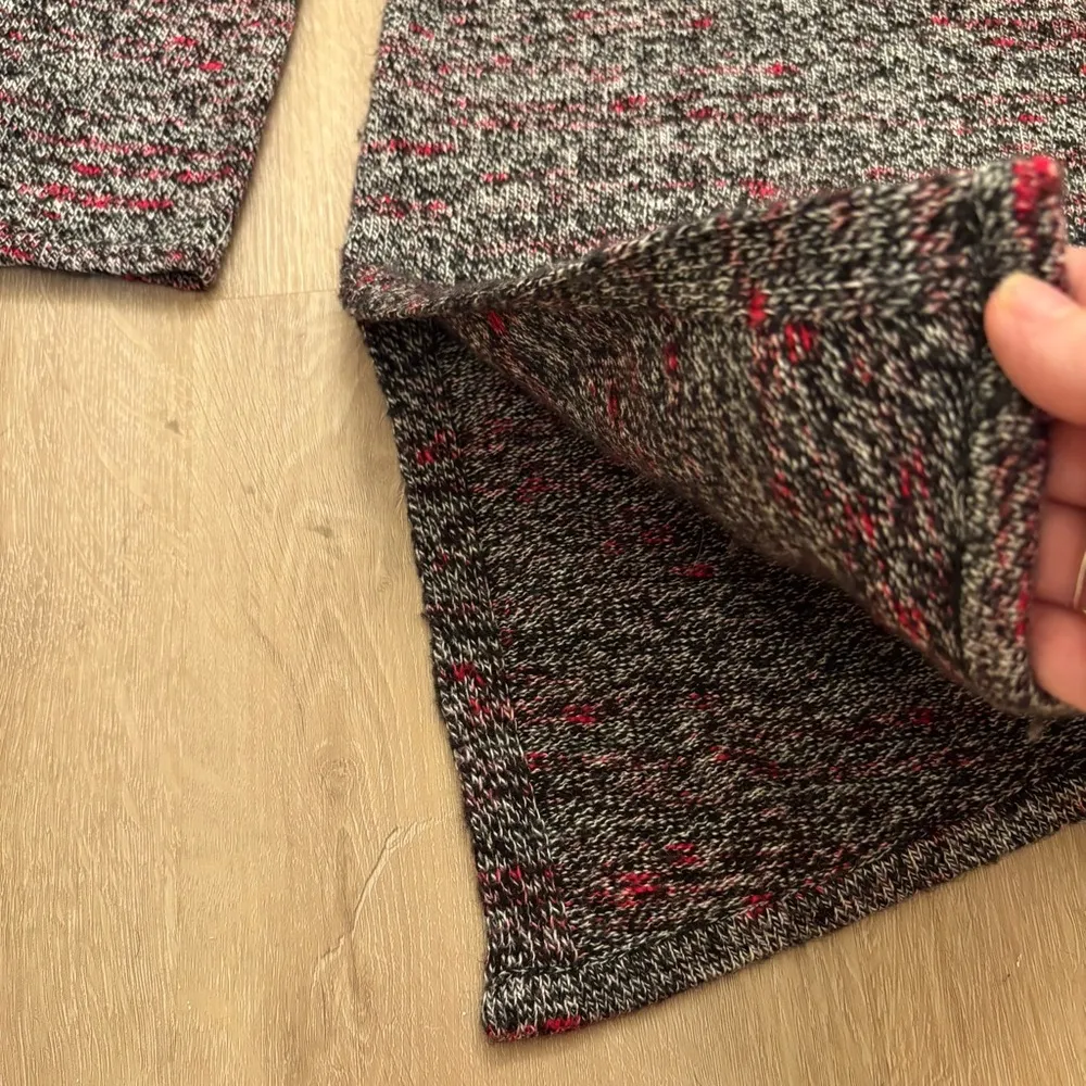 Pure Jill Marled Knit Sweater Red Black White Wool Cashmere Asymmetrical Medium - Image 3