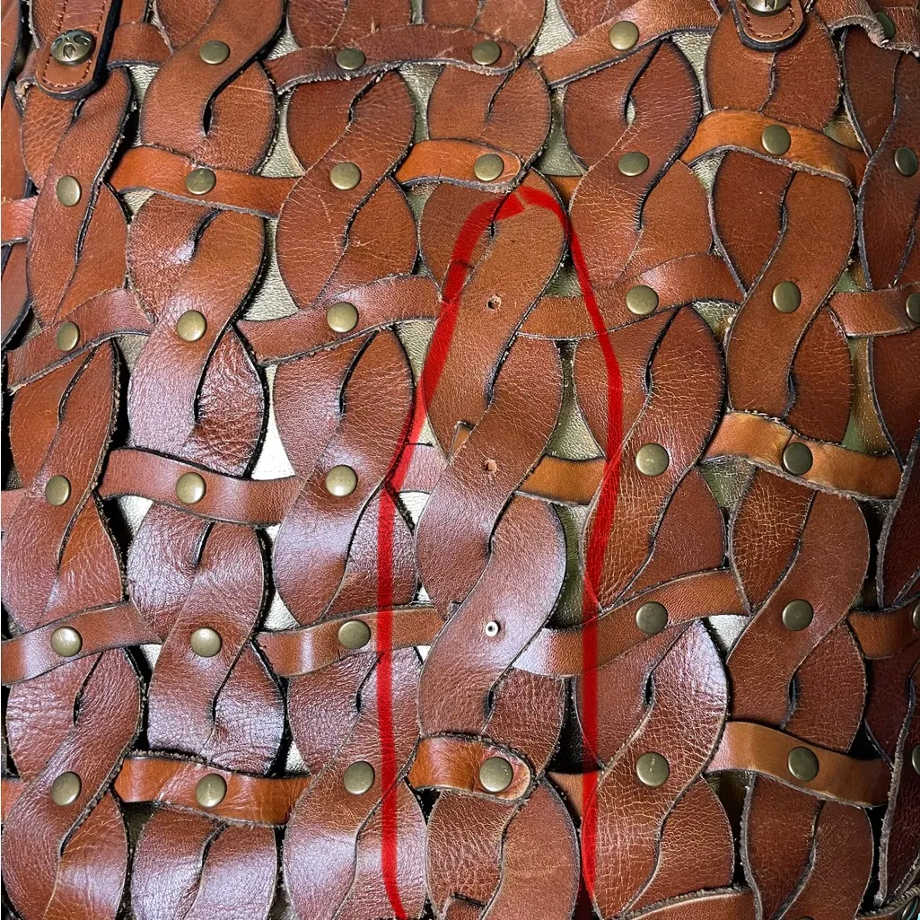 Patricia Nash Twisted Braid Tote Mizzana Toast Brown Italian Leather Bag - Image 7