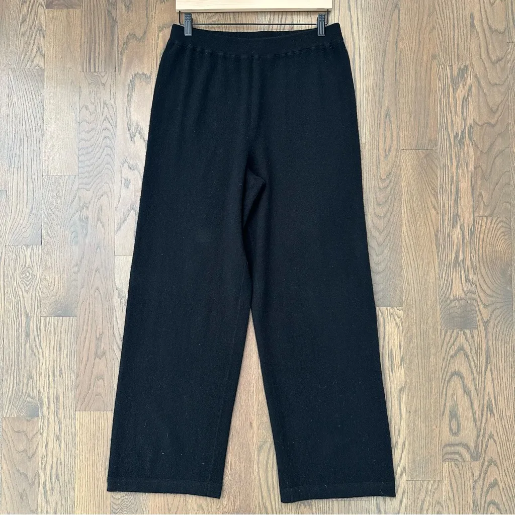 Lord & Taylor Double Ply 100% Cashmere High Rise Wide Leg Pant in Black Large - Image 2