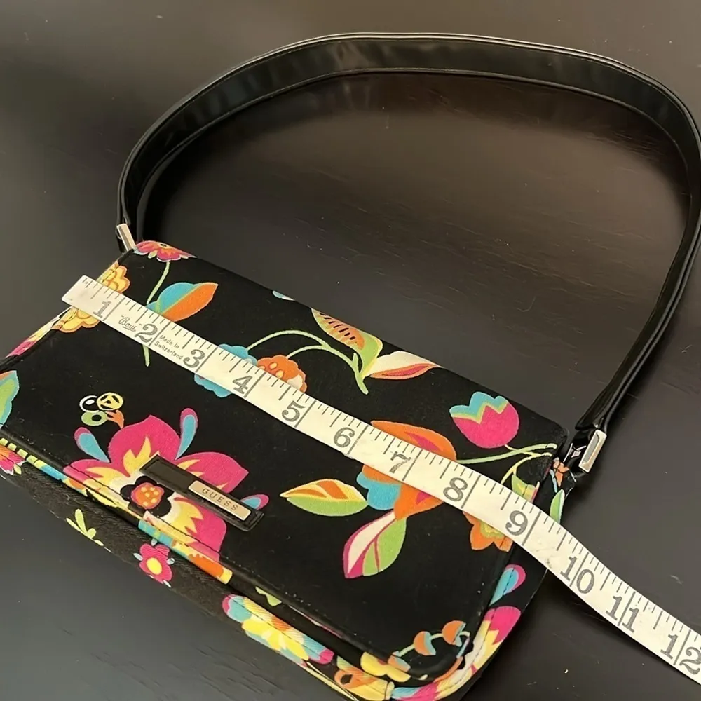 GUESS mini bag, canvas with floral print, RARE! 9”x5” - Image 3