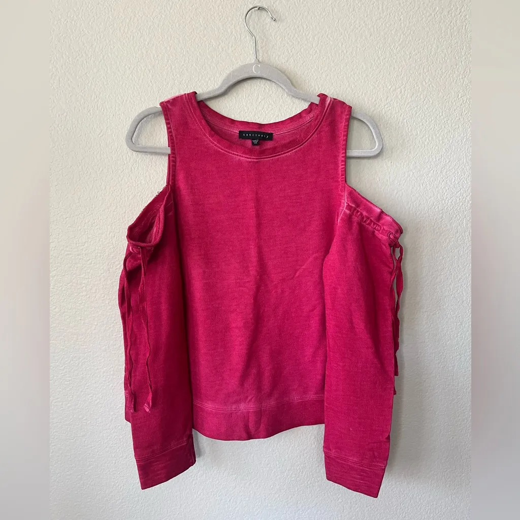 Sanctuary Parkside Cold Shoulder Camellia Sweatshirt in Pink Women's Size S - Image 3