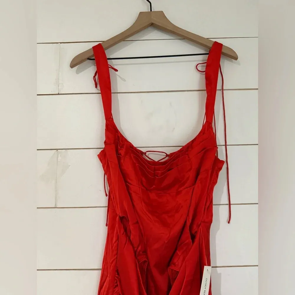 For Love & Lemons Anisa Asymmetrical Dress in Red - Image 8