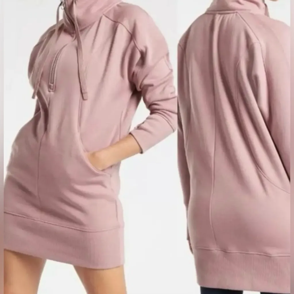 Athleta Cozy Karma 1/4 Zip Dress size XS/S in color Mauve - Image 2