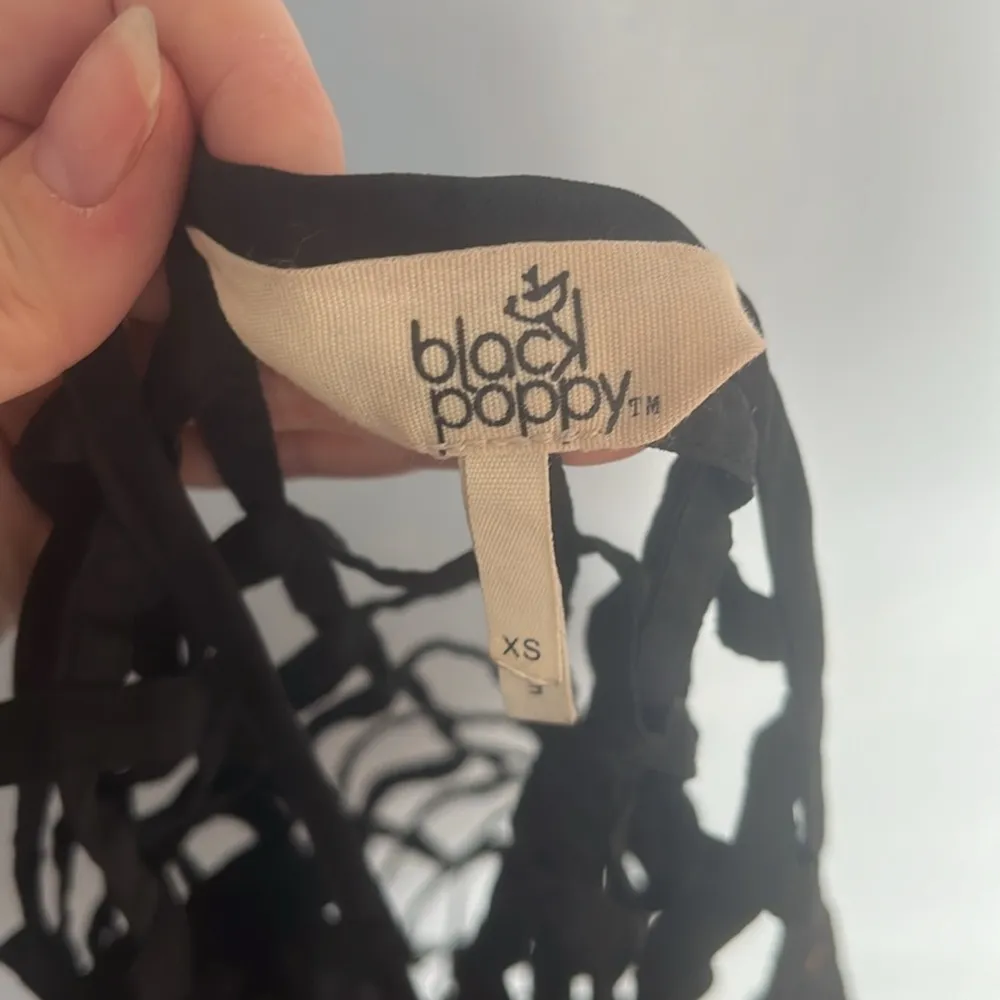 Black Poppy  Short Cap Sleeve Open Cage Back Thin Going Out Top - Image 4