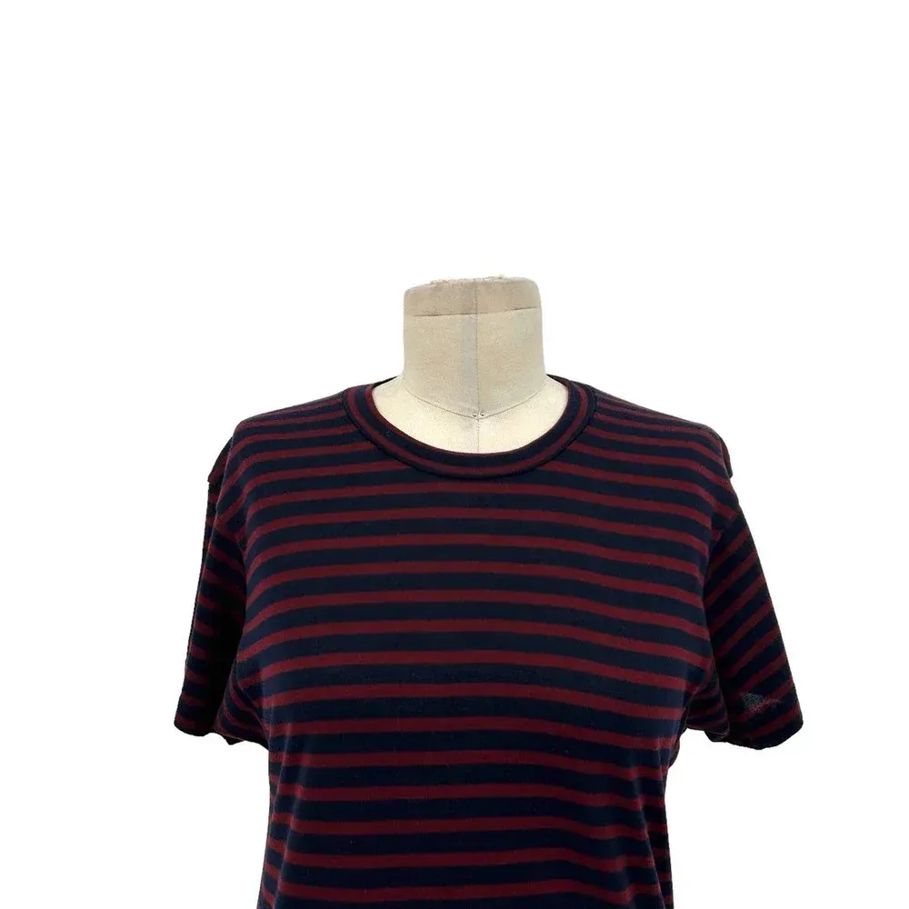 Reformation Striped Relaxed Fit Crewneck‎ Short Sleeve T-shirt Navy Blue Red XS - Image 3