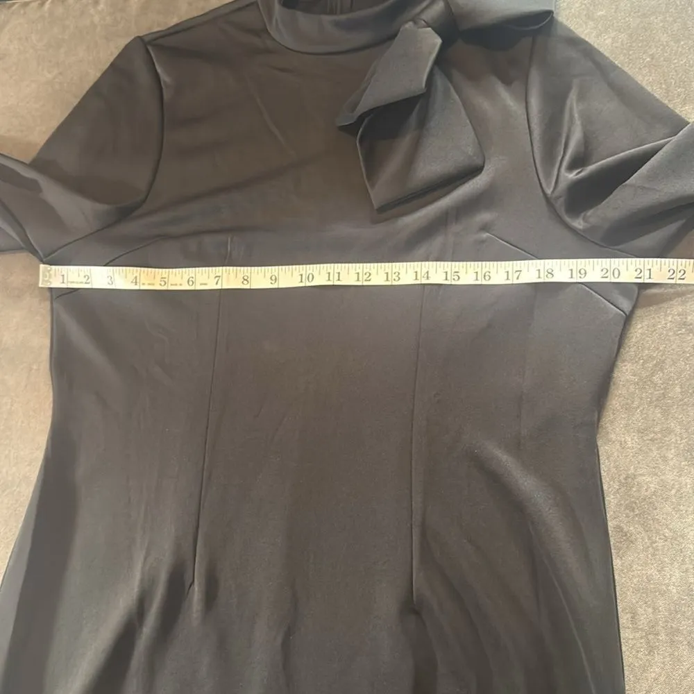 Women’s Black Long Sleeve Midi Pencil Dress with Bow Detail Size XL NEW - Image 8