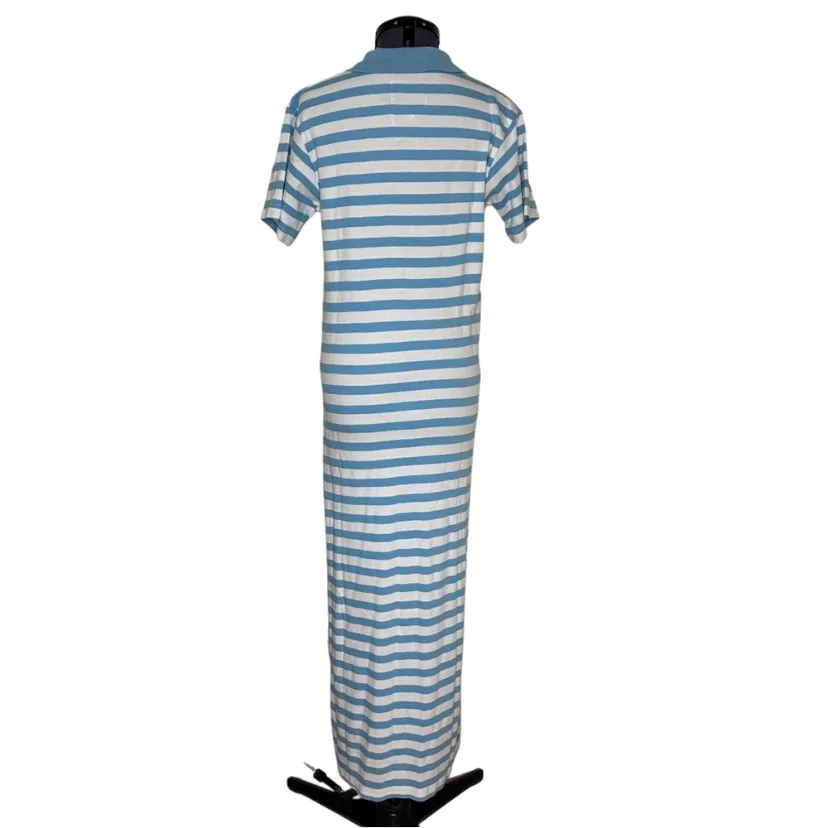 $148 Addison Bay Smooth Cotton Kiawah Dress in white/beverly blue stripe XS - Image 4