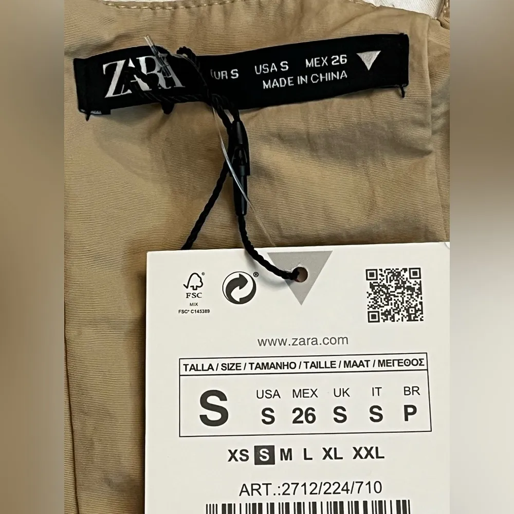 ZARA Khaki Tan Nylon Strapless Wide Leg Utility Jumpsuit NWT - Image 10