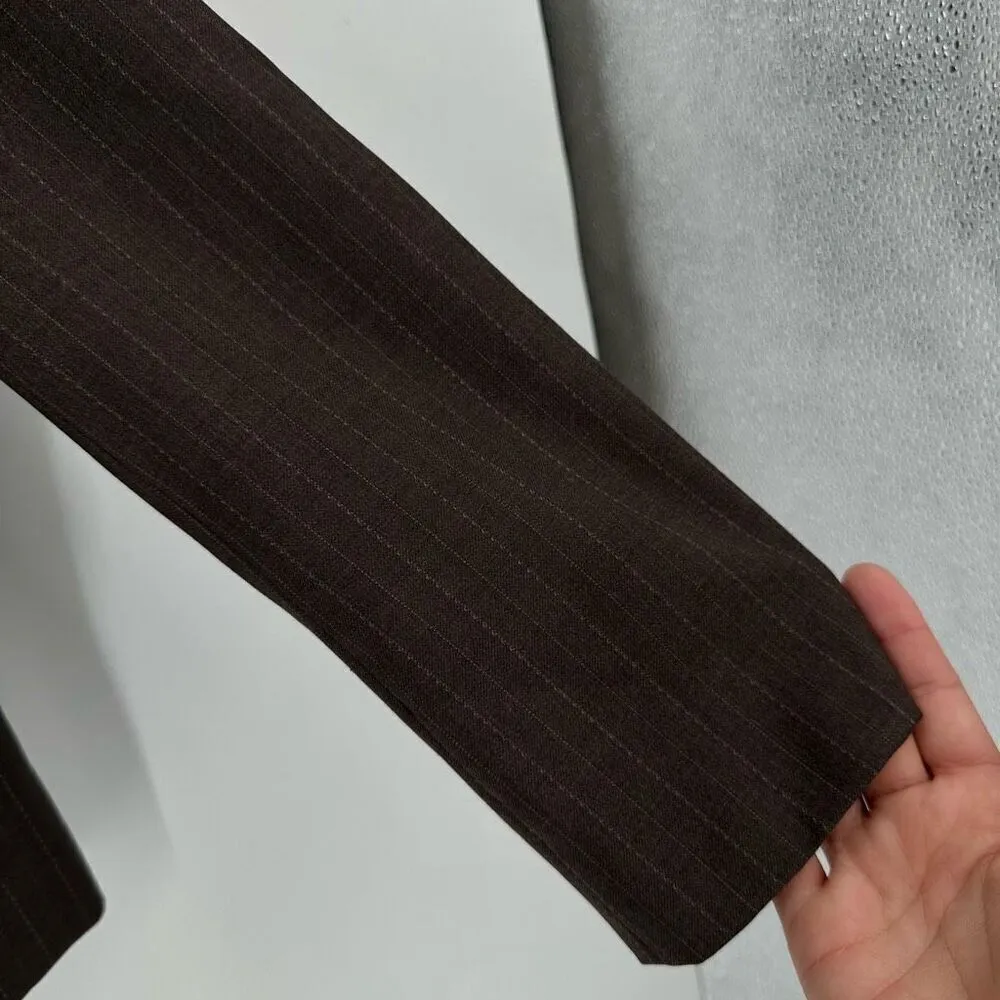 Ann Taylor Women's Wool Striped Single Breasted Two-Button‎ Blazer Gray Size 10P - Image 11