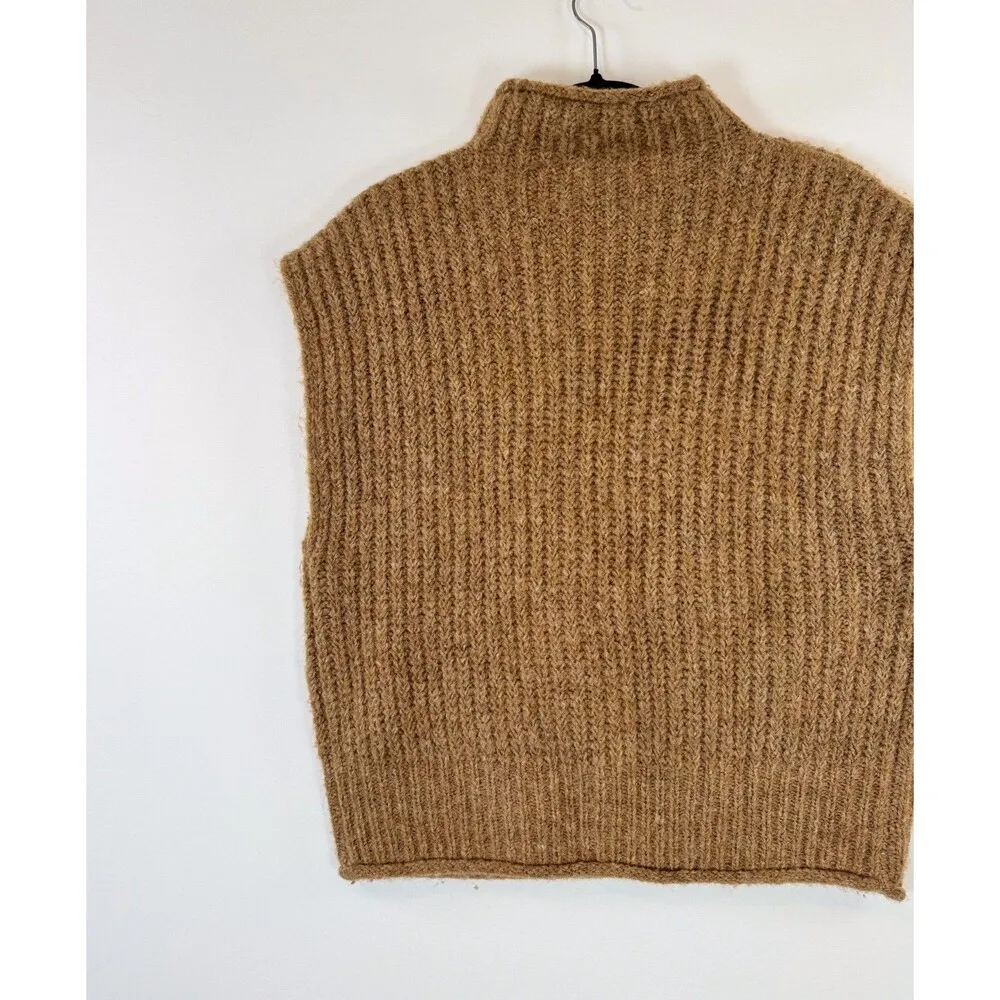 NWT Madewell Womens Vest Brown Stimpson Sweater Wool Knit Ribbed Pullover Medium - Image 8