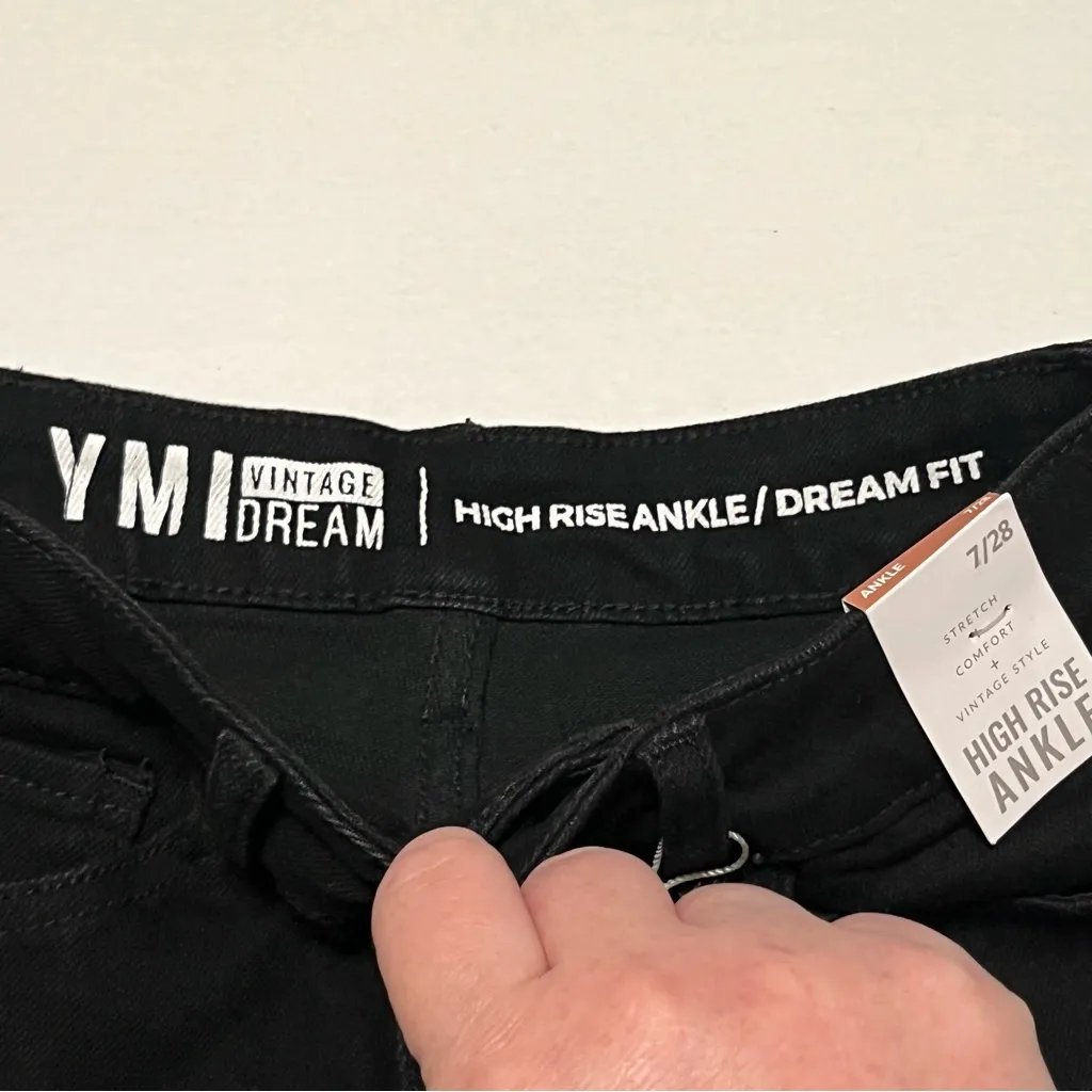 YMI Vintage Dream Women Size 7 / 28 Black High Rise Ankle Jeans Button Fly‎ NEW - Image 2