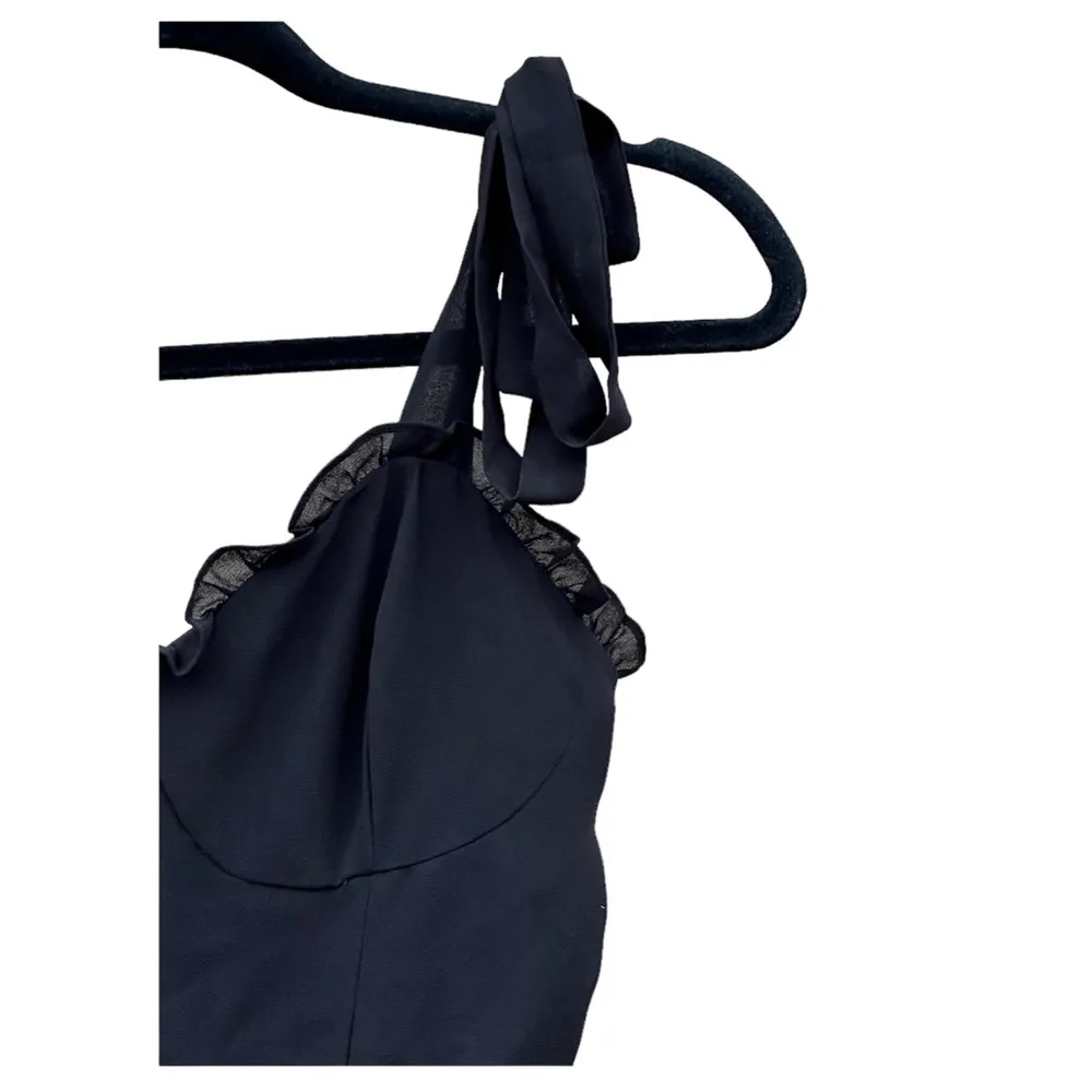 Le Lis Black Tie Shoulder Ruffle Mini Swing Dress Small - Image 3