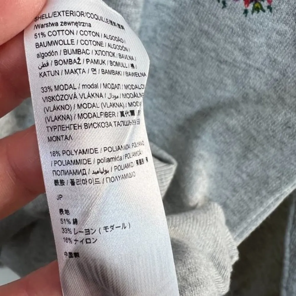 Desigual Sweater Small Gray Floral Medallion Rhinestone Long Sleeve V-Neck Women - Image 10