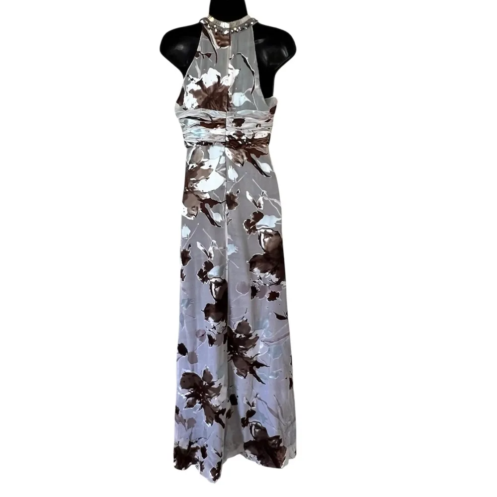 Cachet 90’s Y2K Silk Velvet Burnout Maxi Dress Beaded Whimsigoth Halter White Size 8 - Image 15