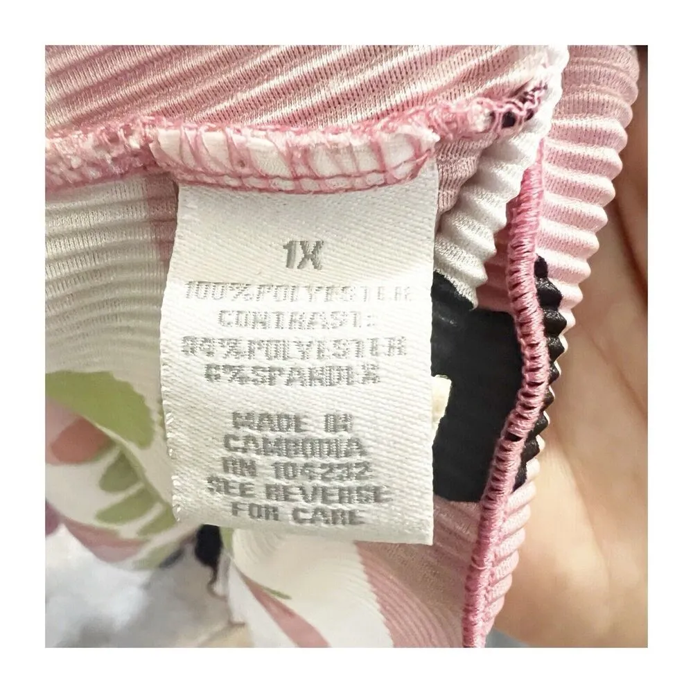 Dressbarn Mod Style Bubble Print Accordion Short Sleeve Blouse Size 1X Boxy - Image 9