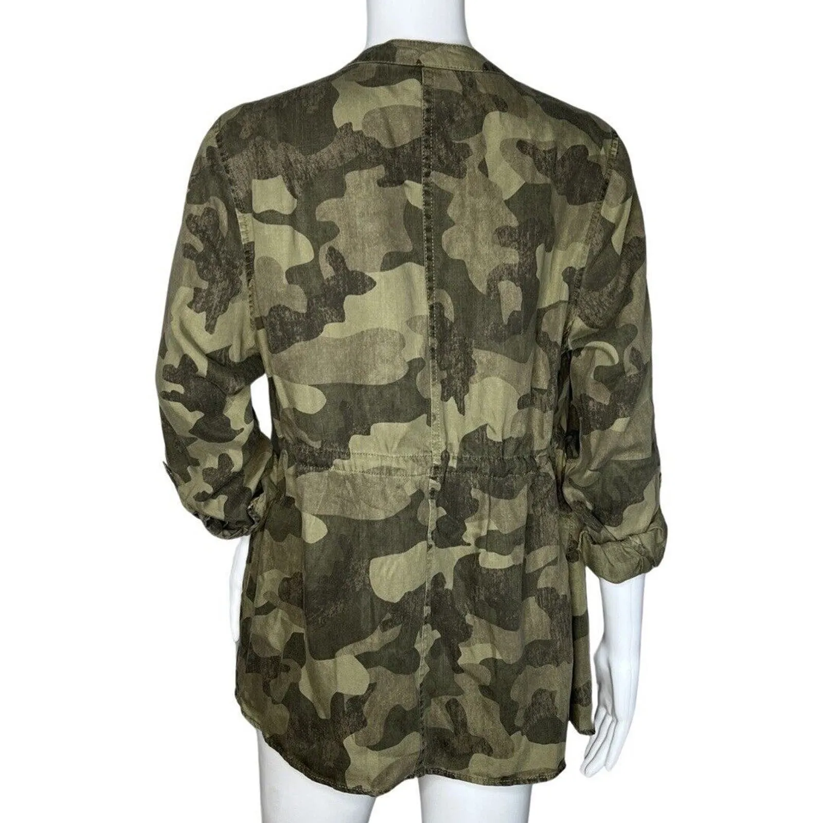 Knox Rose Jacket Women Small Open Front Waterfall‎ Hem Camouflage Camo Utility - Image 4