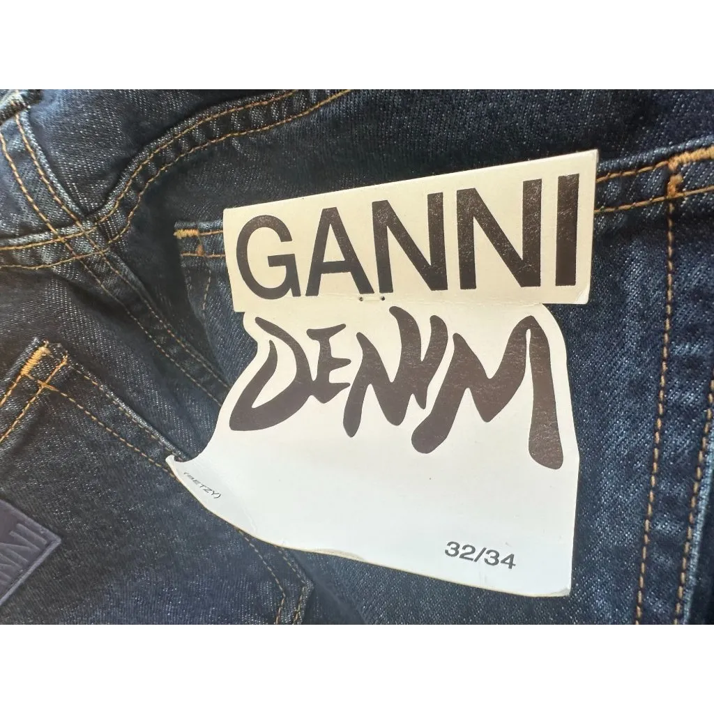GANNI Womens Dark Wash Bootcut Denim Jeans Size 32 x 34 NEW NWT - Image 5
