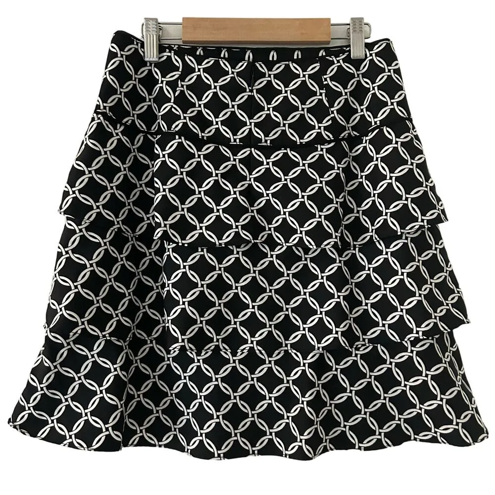 White House Black Market Tiered Riffle Geometric Lined A-Line Skirt Size 0 - Image 7