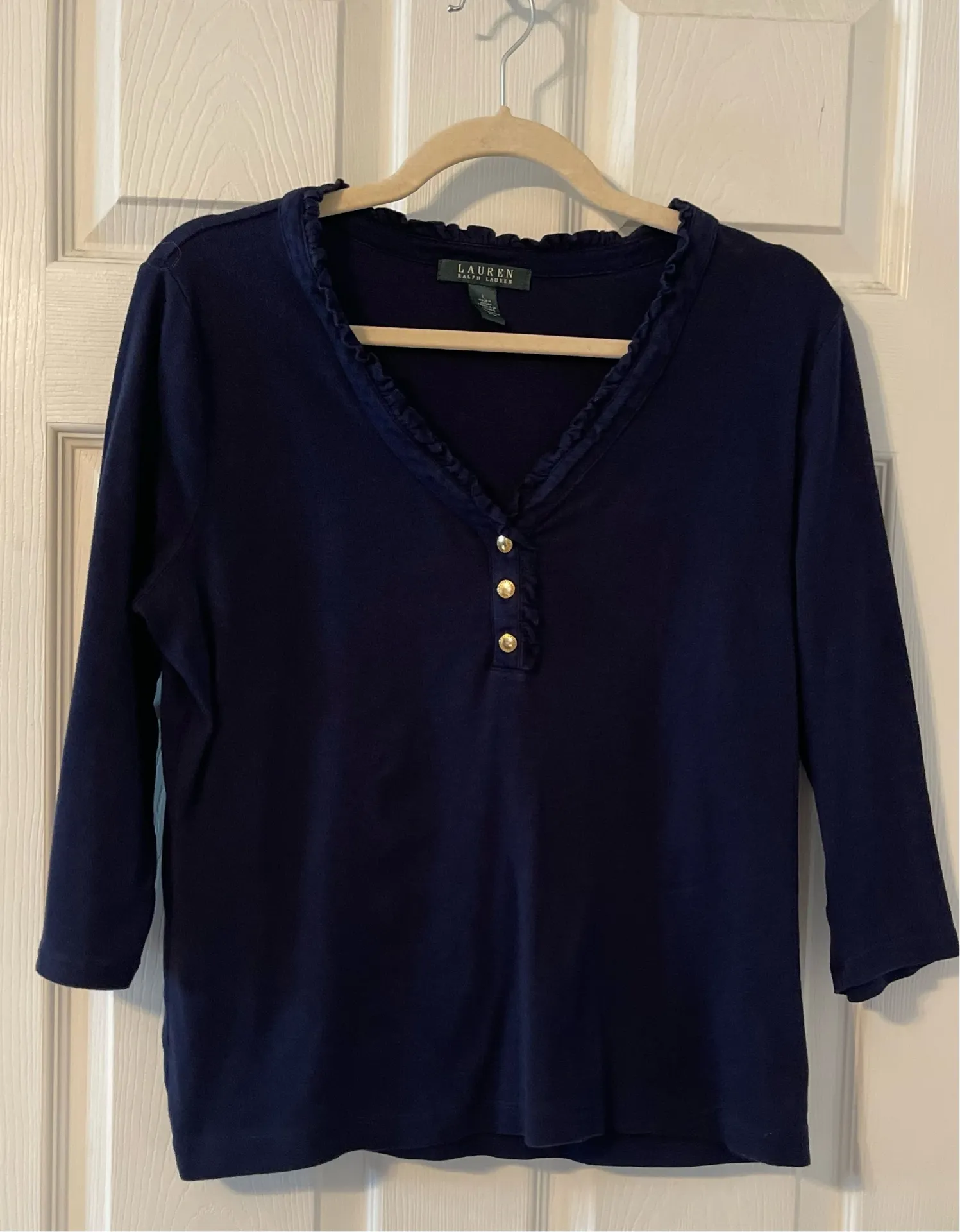 Lauren Ralph Lauren  Navy 3/4 Blouse - Image 2