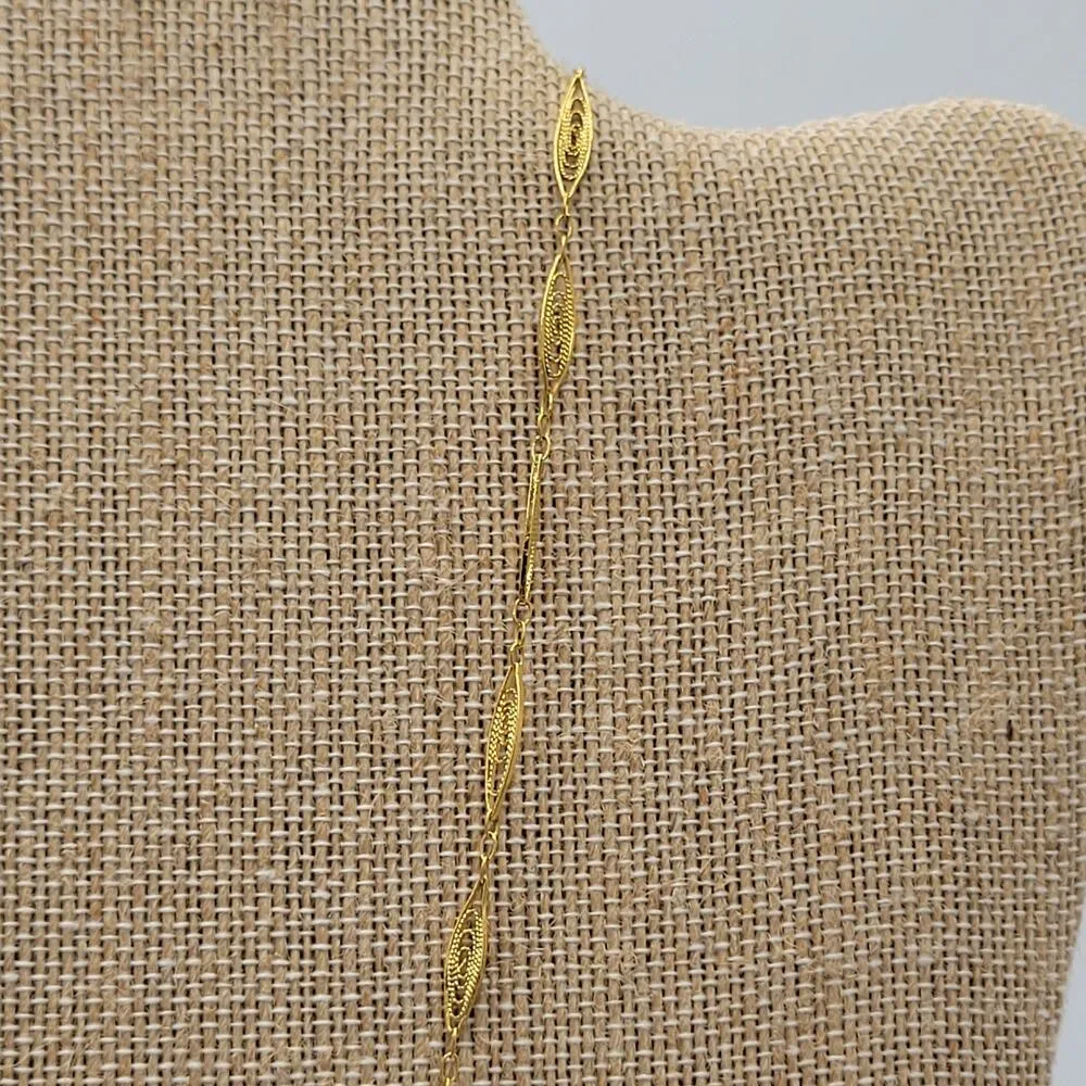 Trifari Gold Tone Filigree Link Chain Necklace Western Victorian Jewelry - Image 11