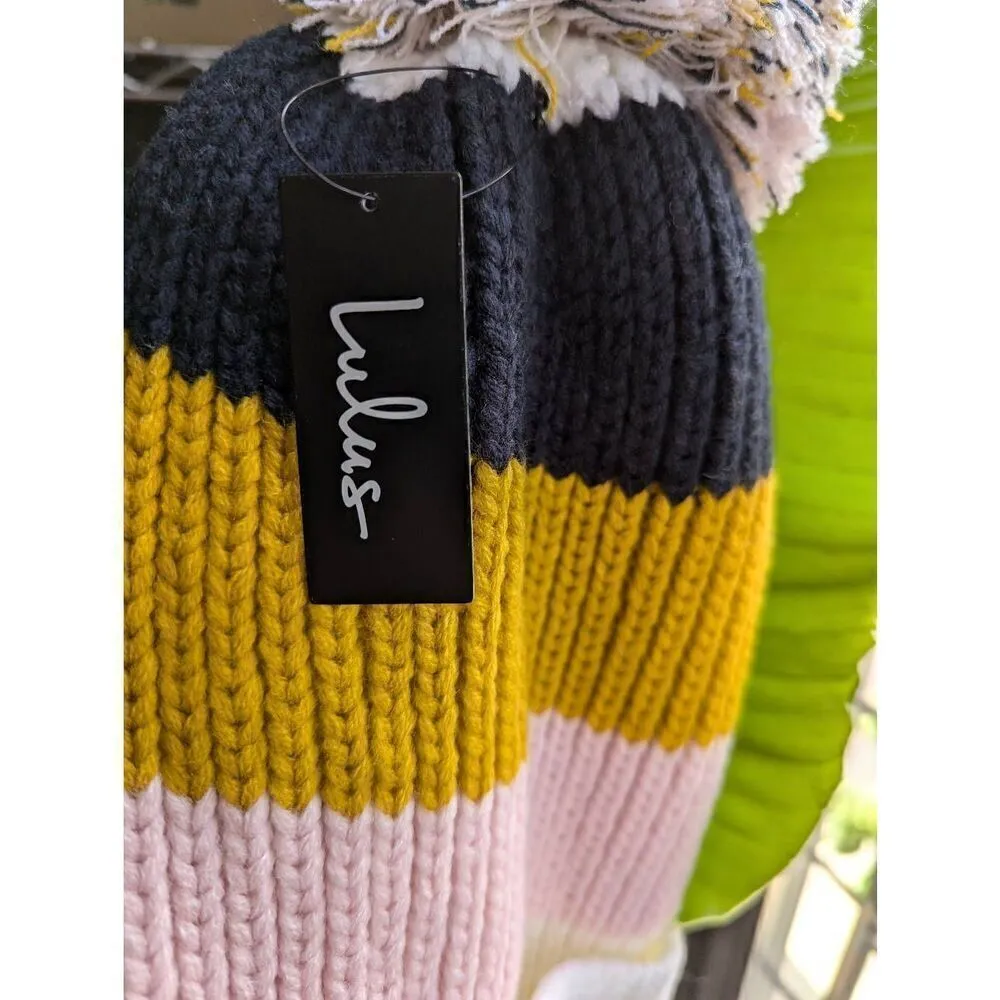 Lulu's Annalise multi color block pom pom beanie - Image 2