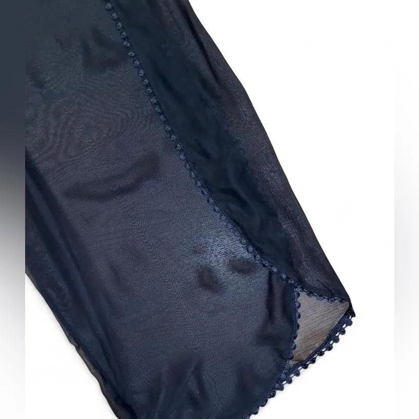 Black sheer flowy wide leg pants with open legs with elastic waistband Size M - Image 2