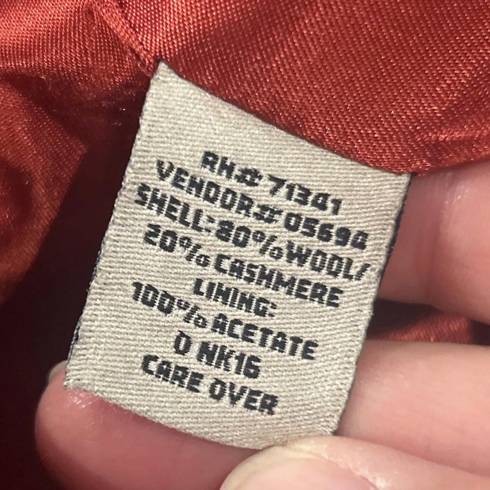 LL Bean Coat Womens 14 Red Wool Cashmere Pockets Jacket Lined - Image 5