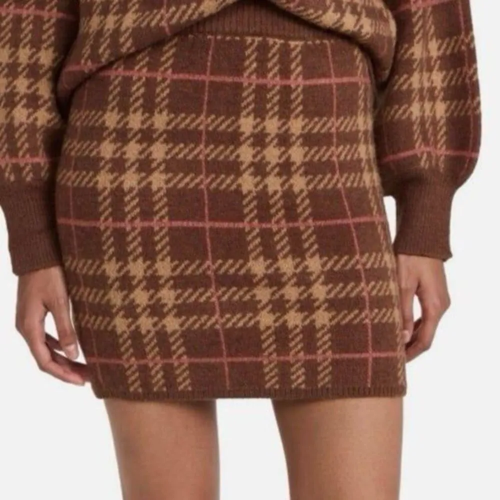 En Saison plaid knitted mini skirt Brown Size L - Image 7